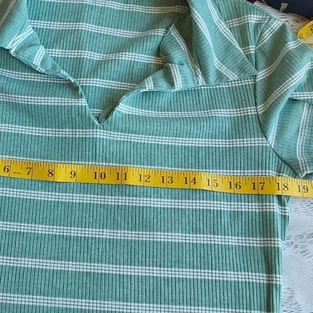 Shein Curve Dress Size 0XL Green with stripes - Picture 8 of 9
